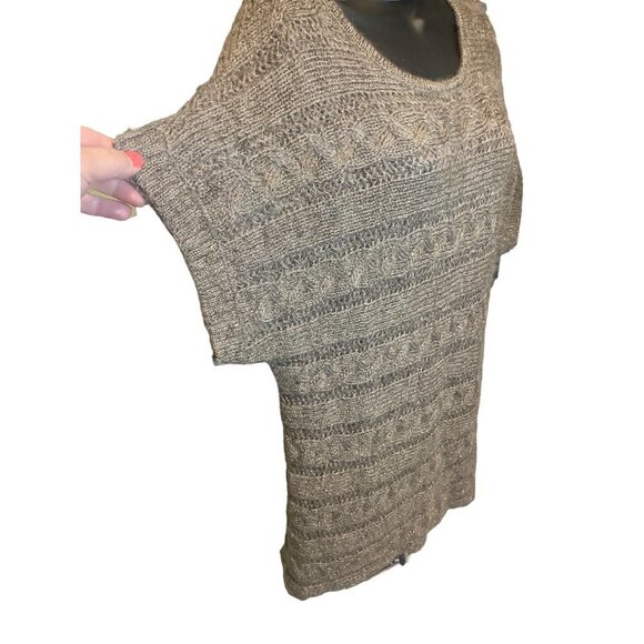 Express Brown Mohair Blend Short Sleeved Metallic Thread Tunic Sweater Dress Sz - Picture 3 of 9